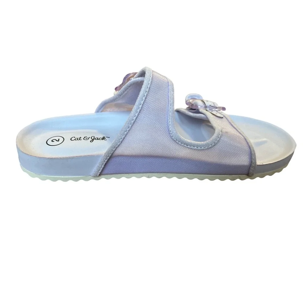 Cat & Jack Girls Lavender‎ Purple Double Buckle Slide Sandals Size 2 NEW